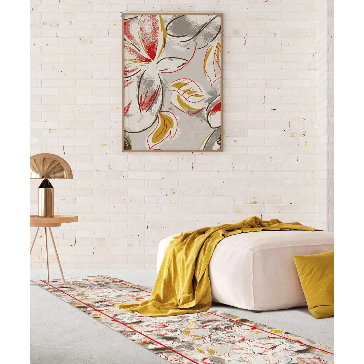 Passatoia cucina bagno ingresso multiuso, disegno fiori stile naturale