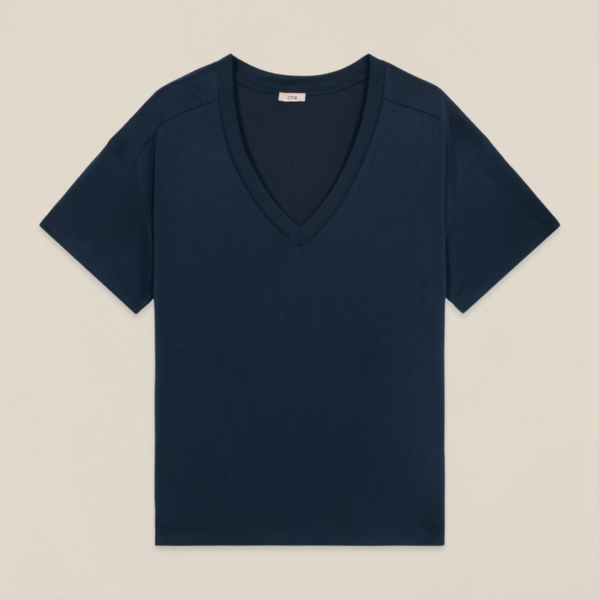 Oltre - Camiseta de mezcla de modal con escote en V - Azul