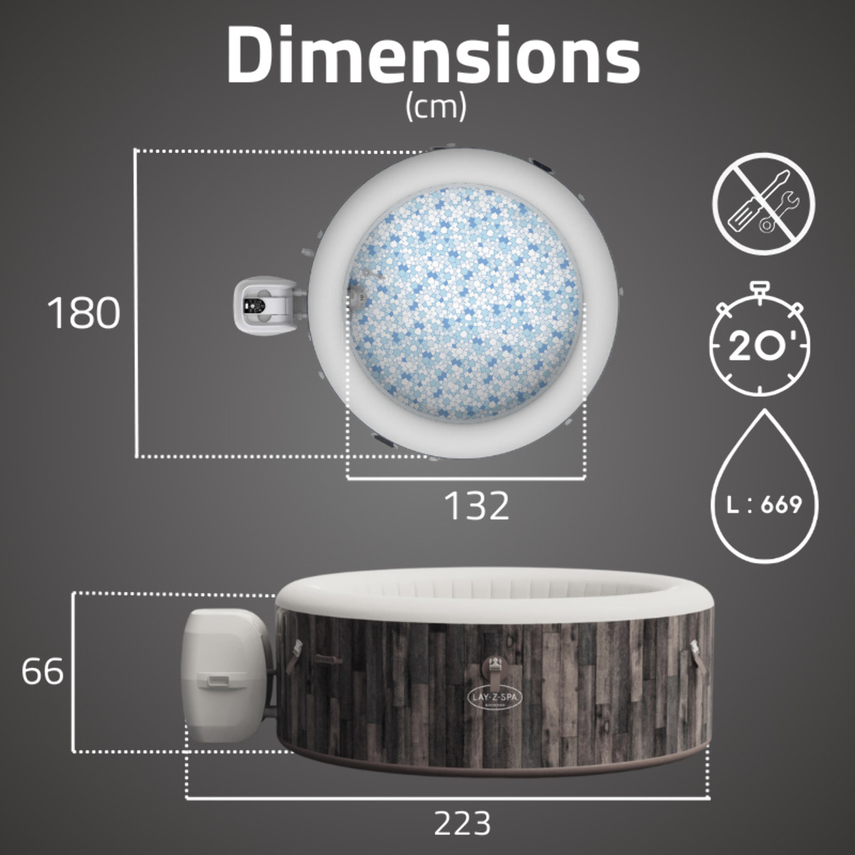 Bestway Spa gonflable rond Lay-Z-Spa Bahamas AirJet 2-4 personnes