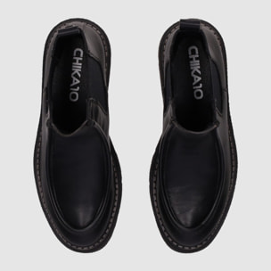 Botines de Piel - Negro - Tacón: Bajo