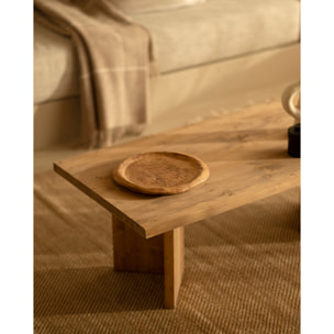 Table basse en bois massif en ton chêne foncé 120x55cm Hauteur: 40 Longueur: 120 Largeur: 55