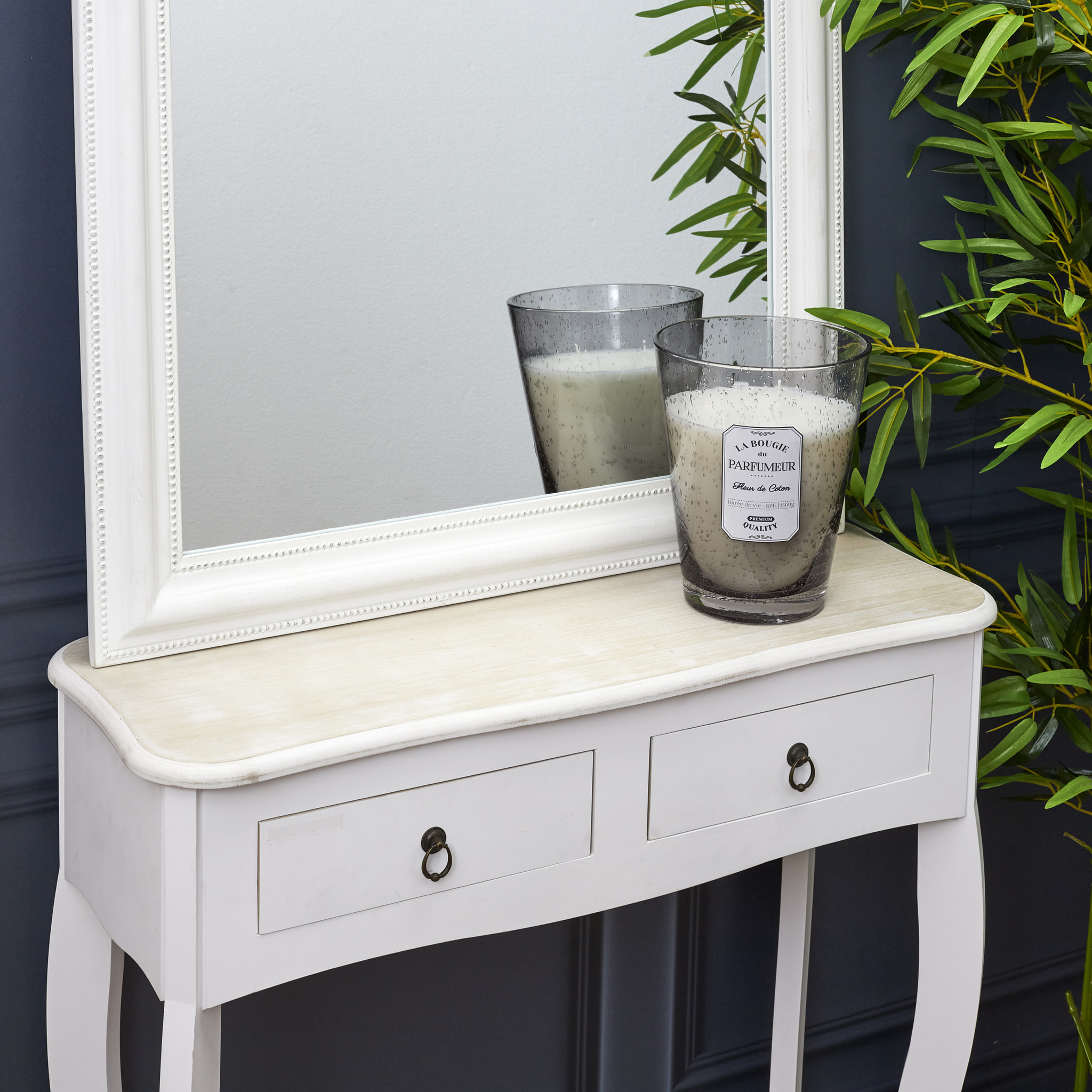 Bougie Parfumee Verre Bulle Gris Clair H23cm