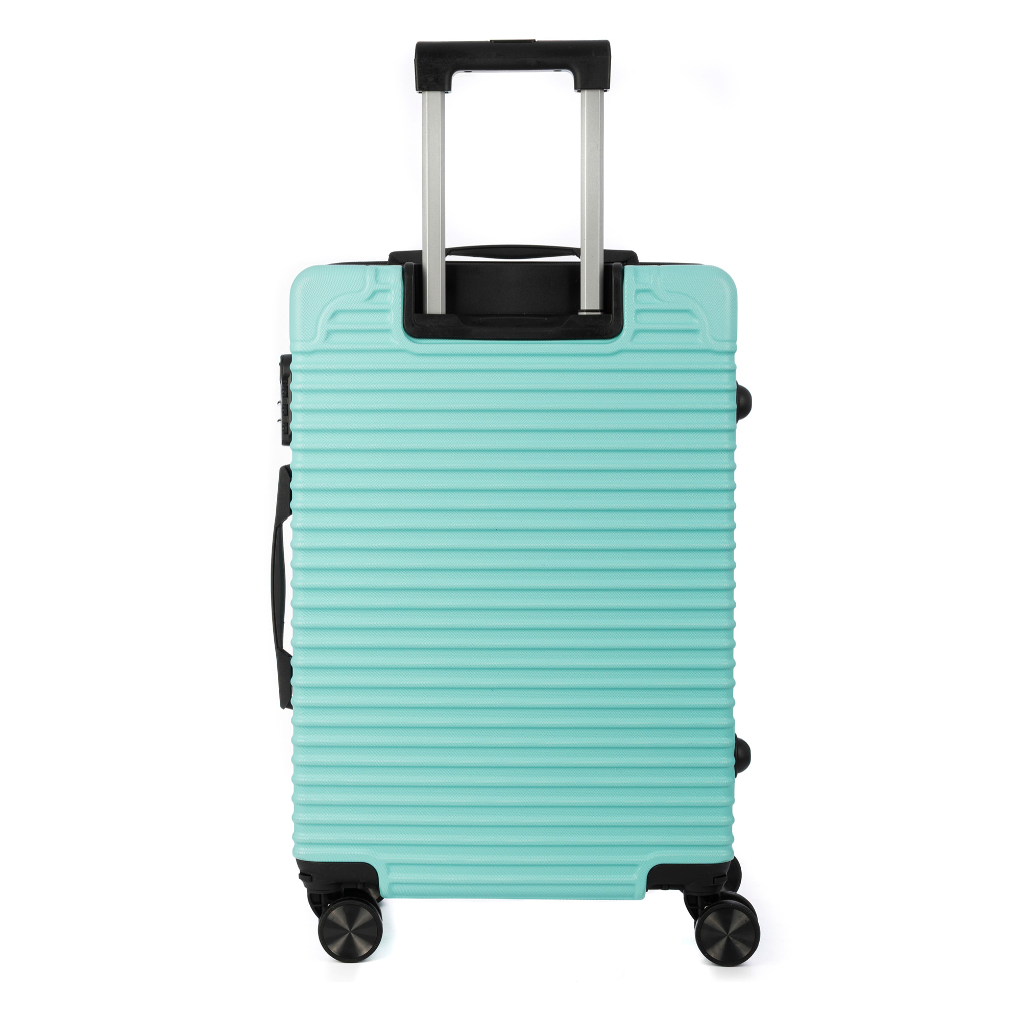 DAM Set di 3 valigie Trolley, in materiale leggero ABS ad alta resistenza con angoli rinforzati. Chiusura numerica e 4 ruote doppie removibili e girevoli a 360°. 54x32x80 Cm. Colore: Verde Acqua