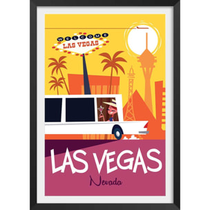 Affiche Road Trip à Vegas Affiche + cadre en bois - Noir