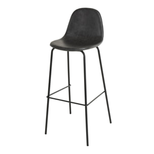 TOM - Lot de 2 tabourets de bar John noir hauteur d'assise 80cm