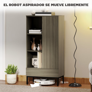 Aparador 1 Puerta Aparador para Salón Moderno con Cajón Estante Ajustable y 3 Compartimentos Abiertos para Comedor Entrada Dormitorio 60x34x121 cm Natural