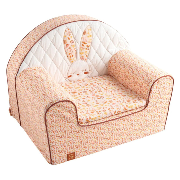 Fauteuil club en coton rose