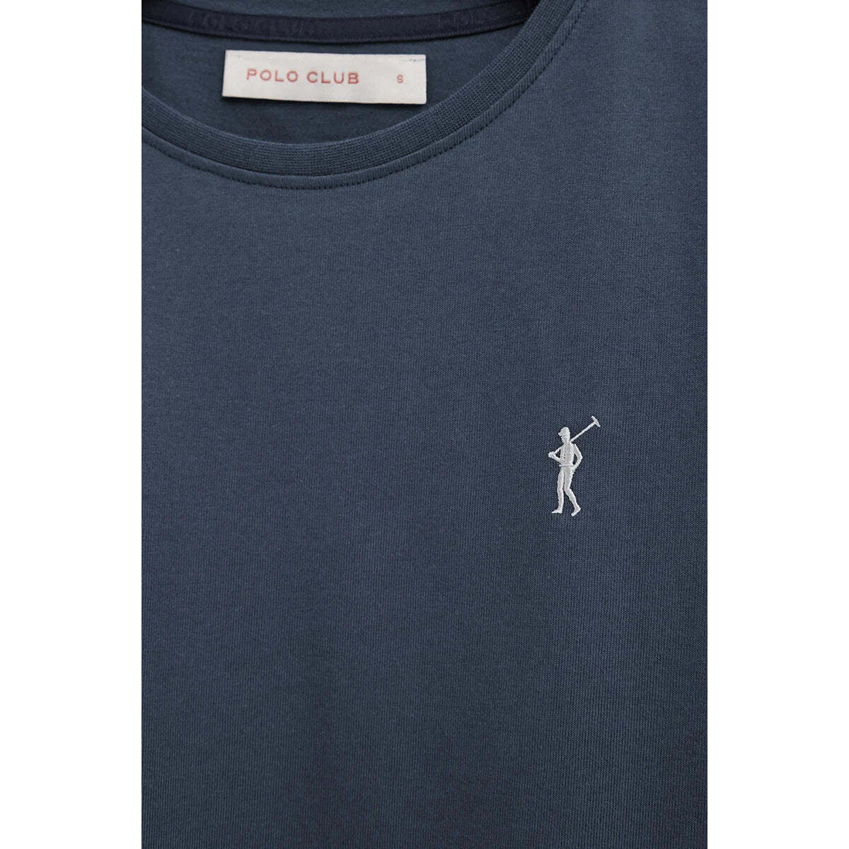 Camiseta azul denim de manga corta y cuello redondo con bordado Rigby Go