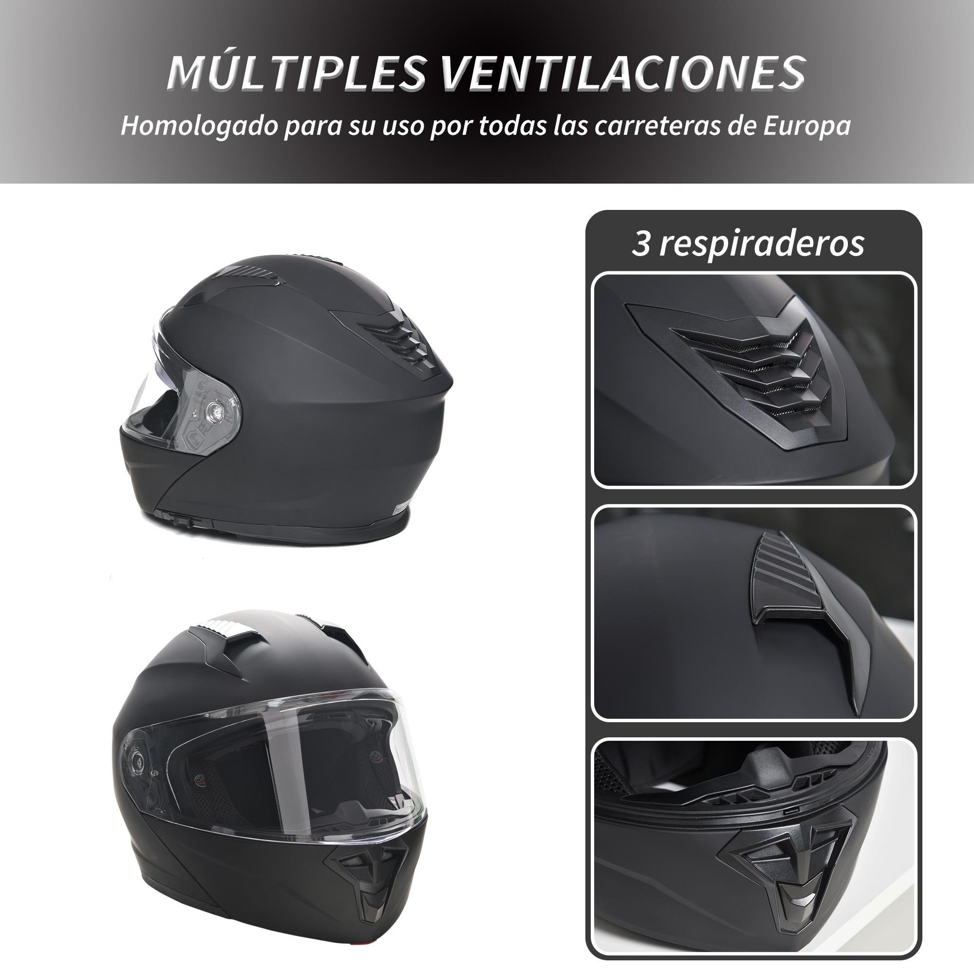 Casco de Moto Doble Visera Cabezal Anticolisión Certificación Europea XL-60 cm