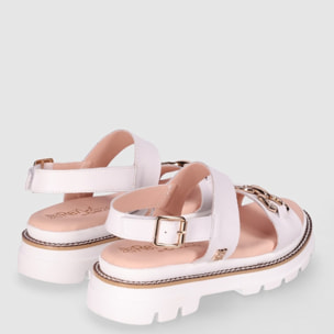 Sandalias de Piel - Blanco - Tacón: 4 cm