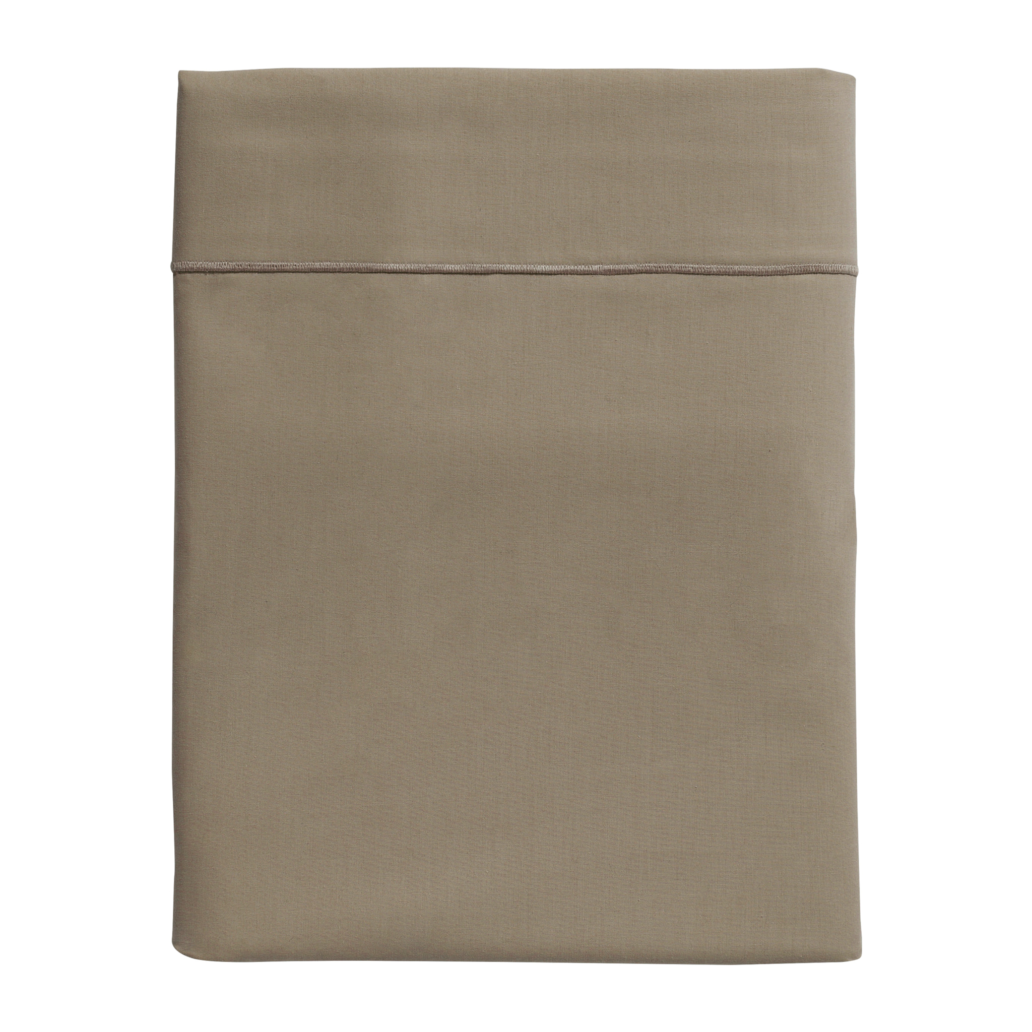 Drap plat uni en percale de coton, ROYAL LINE, Taupe