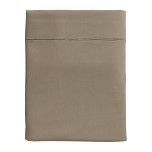 Drap plat uni en percale de coton, ROYAL LINE, Taupe