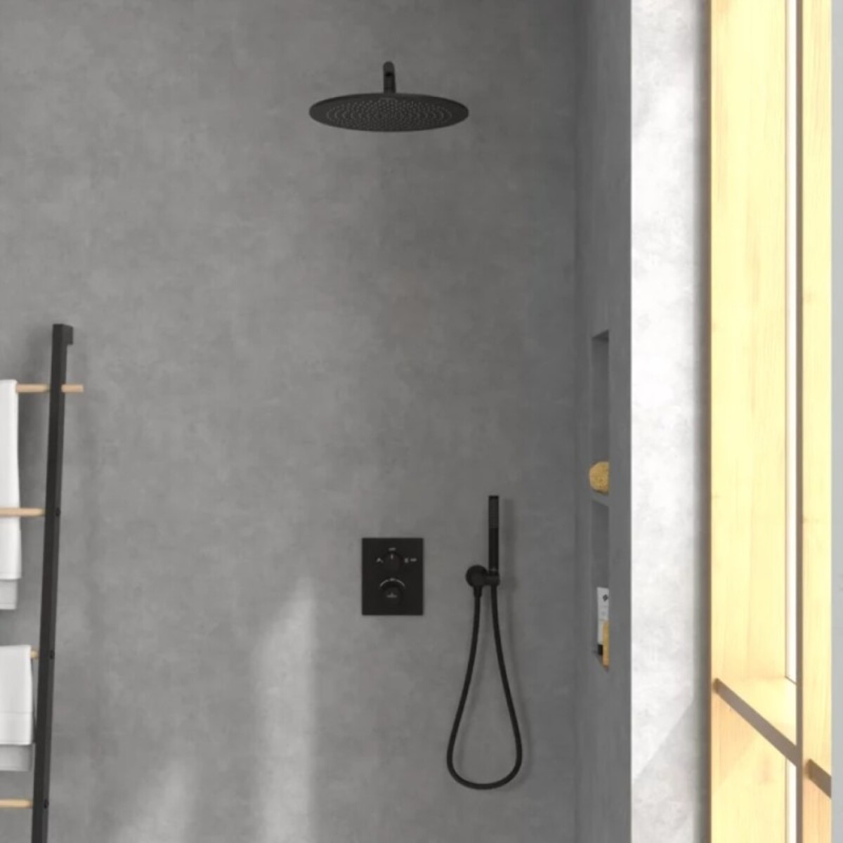 Douche de tête 350 Universal ronde Noir mat