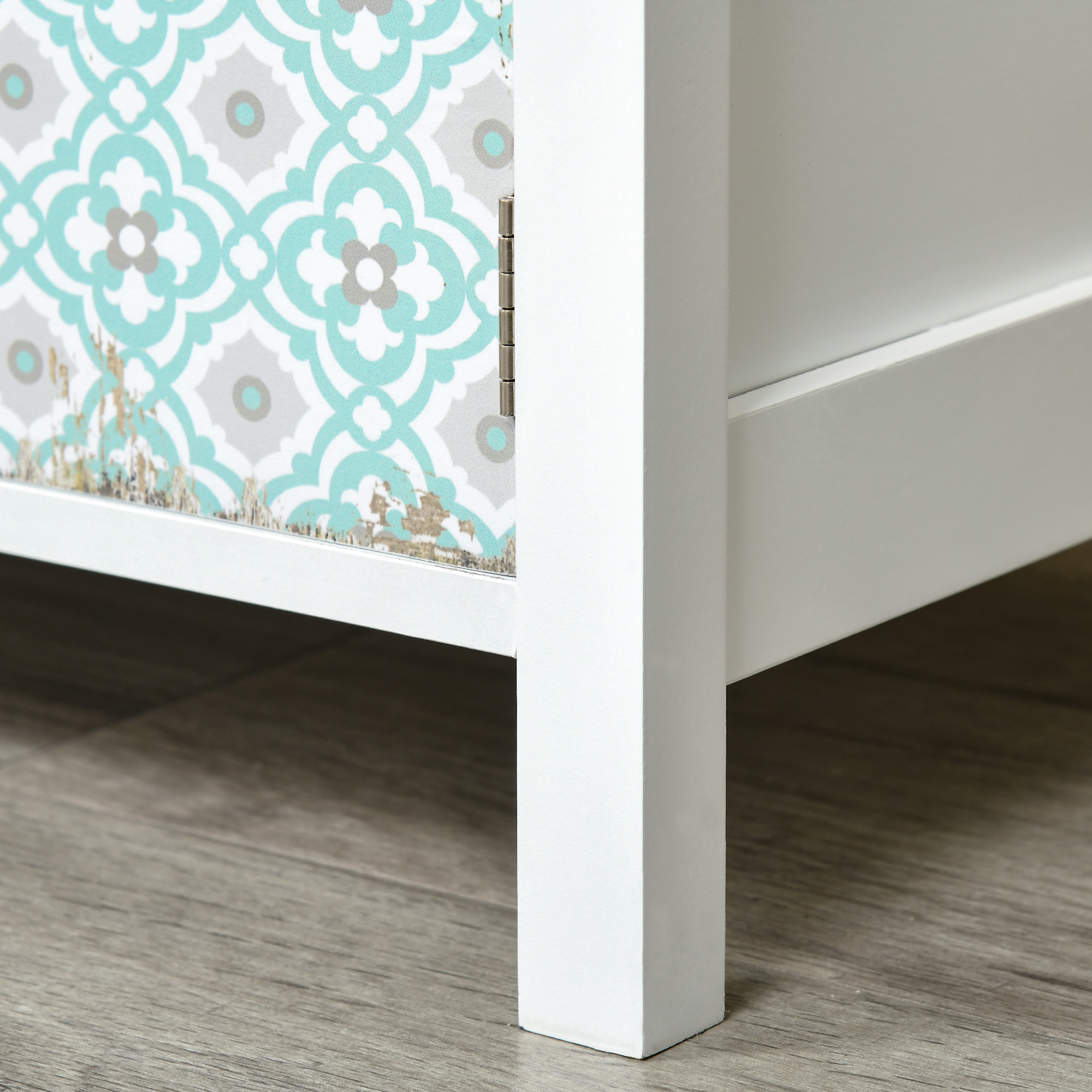 Cómoda con 2 Cajones Cómoda para Dormitorio Estilo Bohemio con 3 Compartimentos Diseño Anti-vuelco para Salón Pasillo 68x34x80 cm Blanco