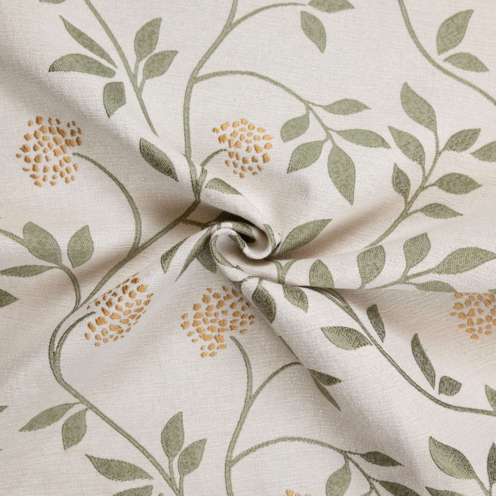 Rideau jacquard polycoton motifs végétaux - Vert