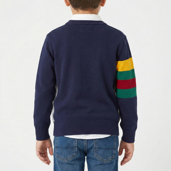 Maglia finezza 12 con intarsi su manica Polo Club St Martin Grigio