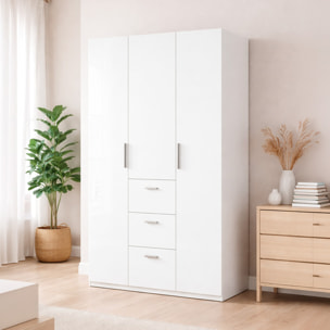 Armadio Da Camera 3 Ante E 3 Cassetti Con Appendiabiti E 6 Ripiani Guardaroba Capiente Salvaspazio Per Camera Matrimoniale 117 x 203 x 52 Cm Bianco