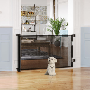 Barrière de sécurité barrière animaux rétractable automatique 1,65L x 0,85H m teslin alu. PVC noir