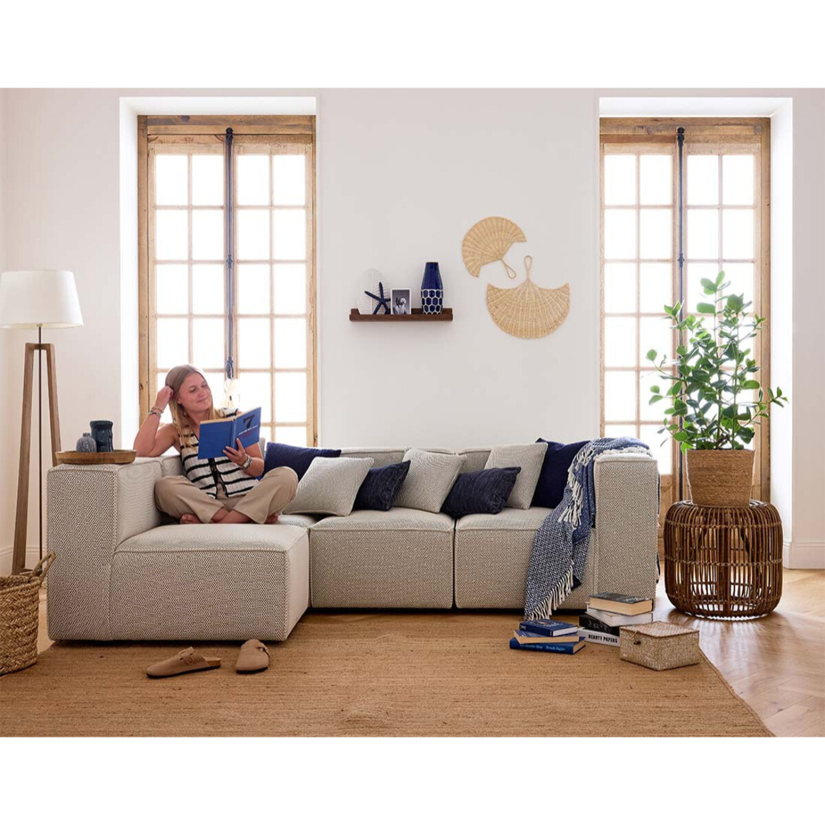 Arty - module d'assise droit - en tissu mailles 3D - Beige