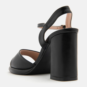 Sandalo con tacco largo 12 cm e fascia larga - NERO