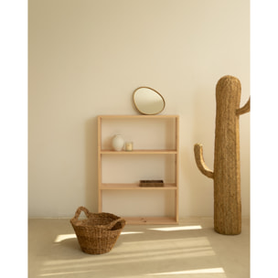 Estantería de madera maciza tono natural con 2 estantes Alto: 110 Largo: 80 Ancho: 20