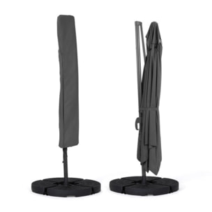 Parasol Sombra 360° rectangle gris 4x3m avec housse et dalles