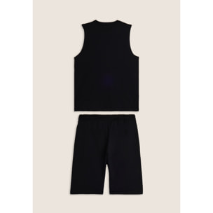 Completo sportivo in cotone con top smanicato e bermuda