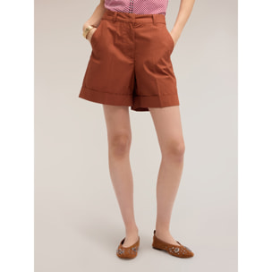 Motivi - Shorts a vita alta in cotone - Marrone