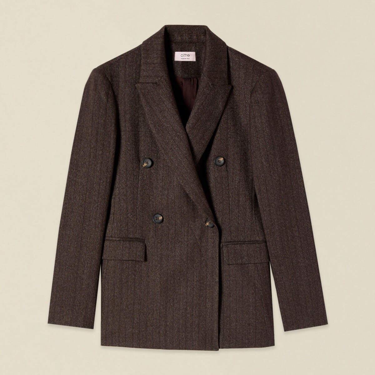 Oltre - Blazer doppiopetto tinto filo - Marrone