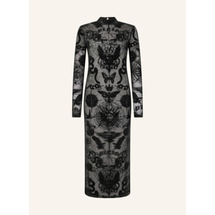 PHILIPP PLEIN Open Back Maxi Dress Flock Butterfly Tattoo