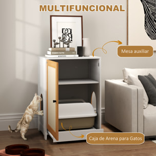 Arenero para Gatos Mueble Arenero para Gatos con Bandeja Extraíble Compartimentos Ruedas y Tapete para Rascar Caja de Arena para Gatos para Interior 57x50x80,5 cm Blanco y Roble