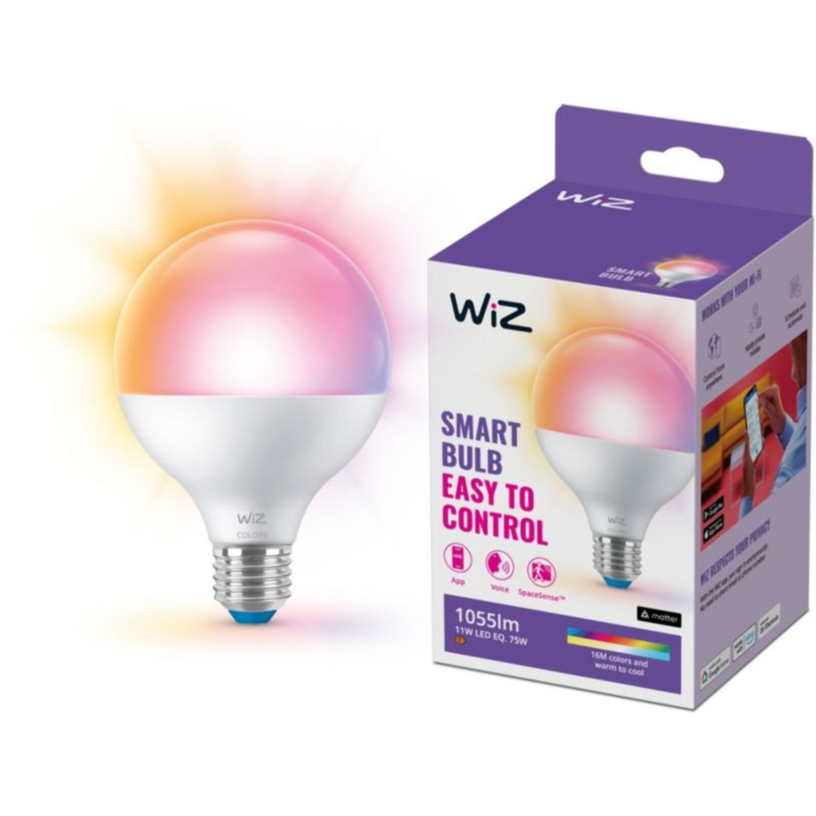 Ampoule LED connectée WIZ E27 couleur 60W
