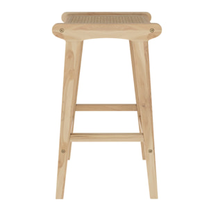 Tabouret pour îlot central 65 cm en teck et cannage - Omaha