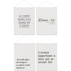J-Line pancarte Texte Francais/Anglais - métal - blanc//noir - 4 pcs