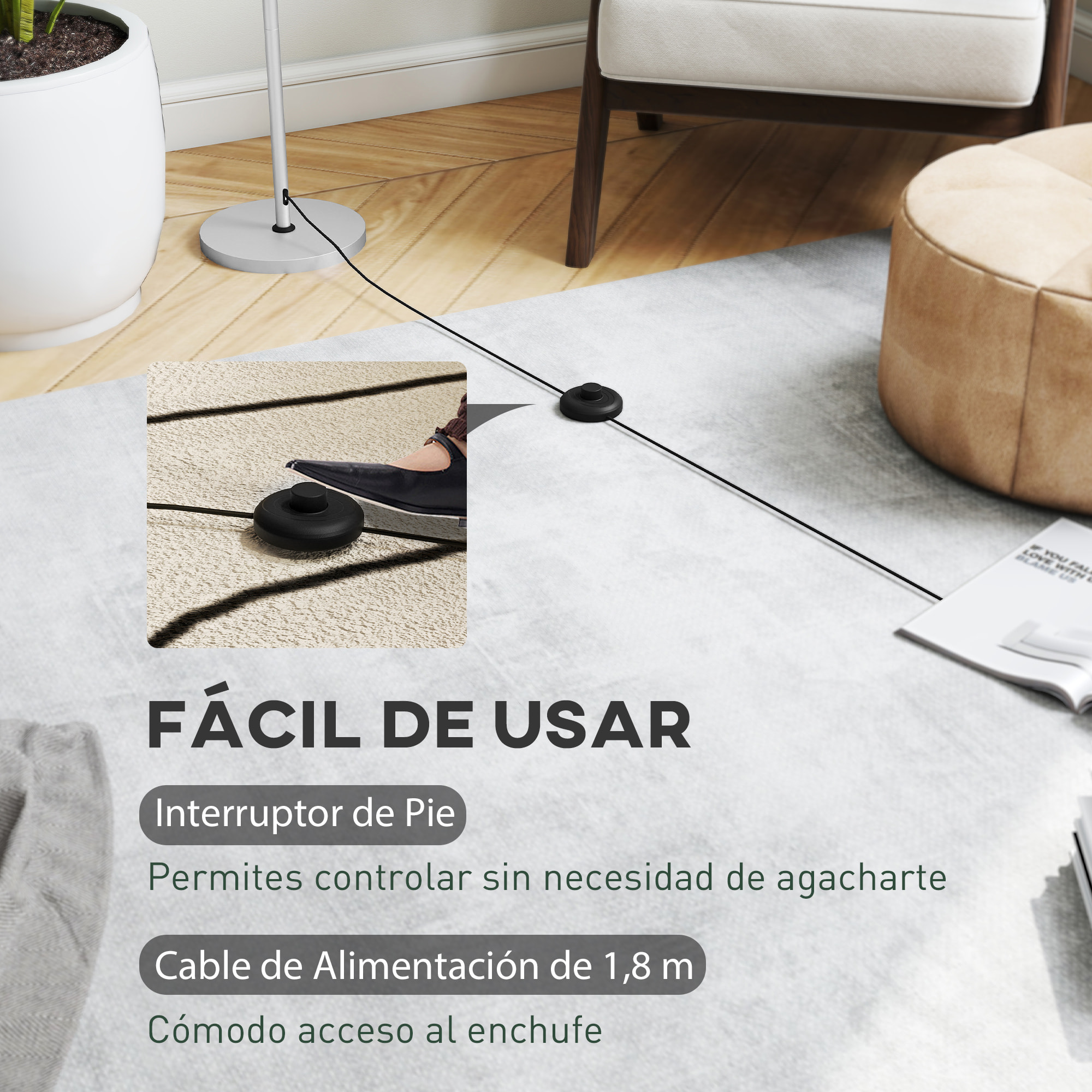 Lámpara de Pie Moderna 155 cm Lámpara de Pie para Salón con Pantalla de Cuenco Reflejando Luz Interruptor de Pie Casquillo E27 Sin Bombilla para Dormitorio Oficina Sala de Estar