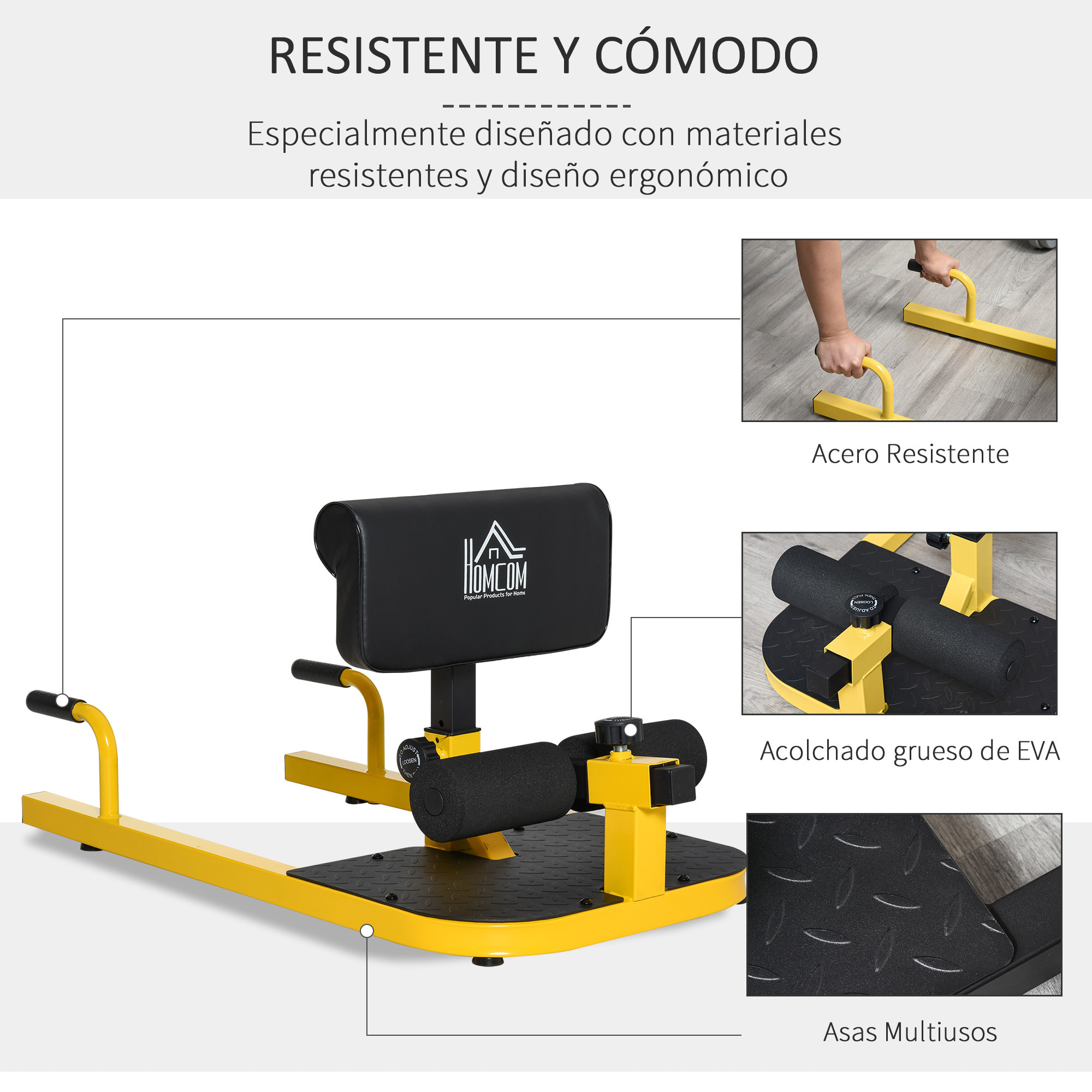 Máquina Sissy Squat para Sentadillas Flexiones Abdominales 50x97x56,5cm Amarillo