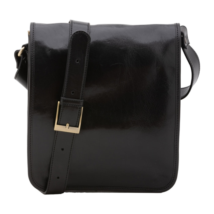 Borsa a tracolla uomo in vera pelle - Modello False - Made in Italy - 29.0 x 24.0 x 9.0 cm
