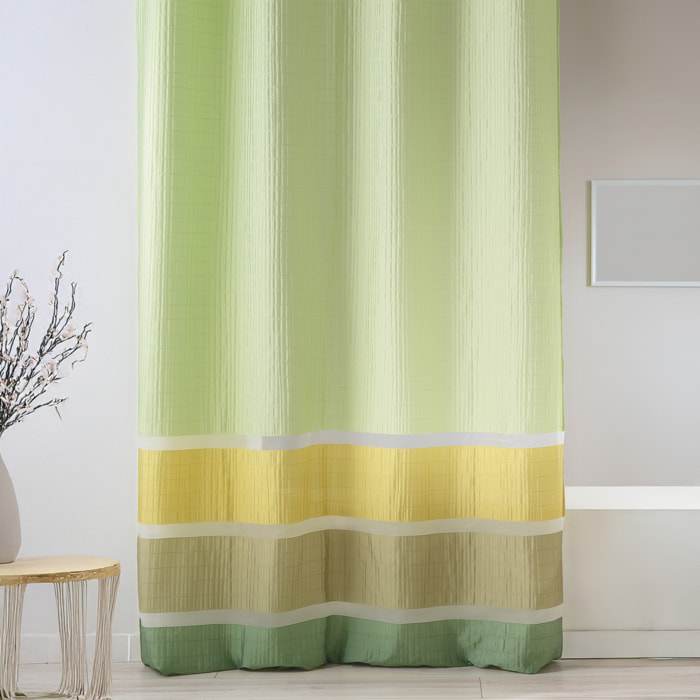 Voilage fantaisie tissée avec rayures horizontales - Vert tilleul