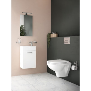 Mia ensemble meuble 39x61x28 cm avec miroir, lavabo et éclairage LED, Blanc brillant (MIASET40B)