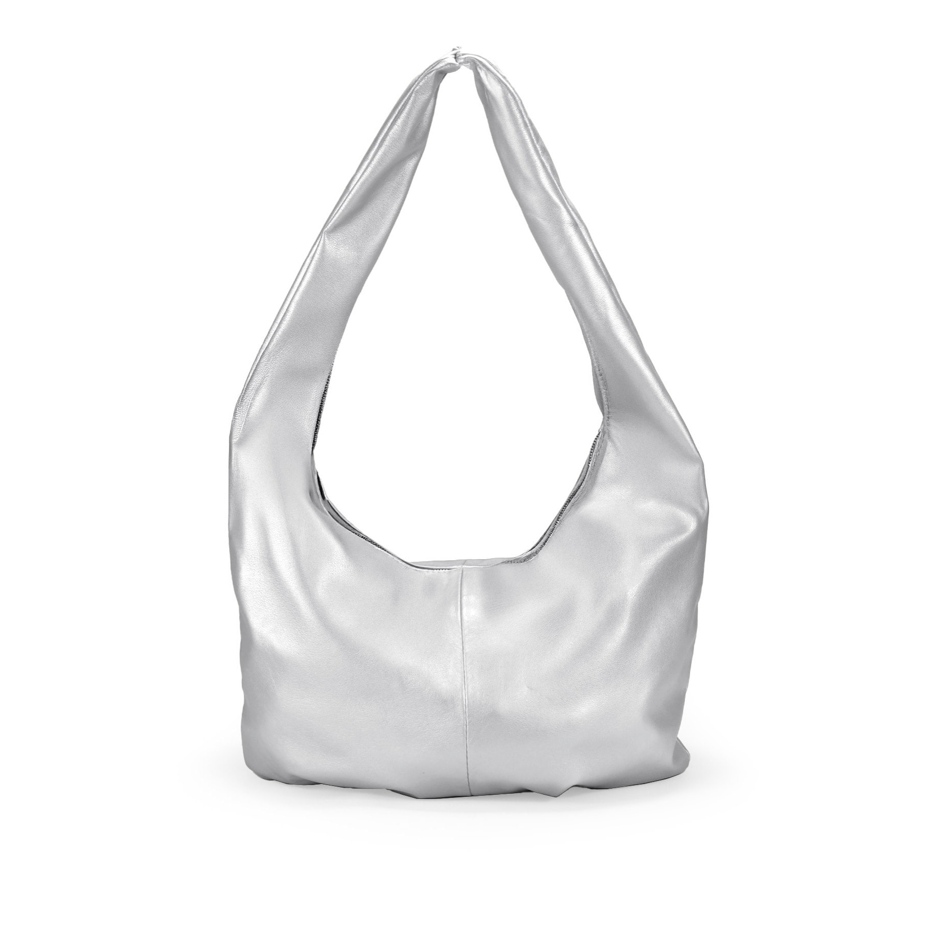 Bolso bandolera plateado grande y blando