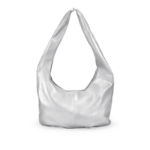 Bolso bandolera plateado grande y blando