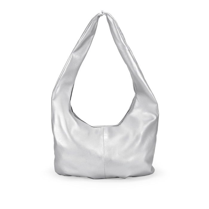 Bolso bandolera plateado grande y blando