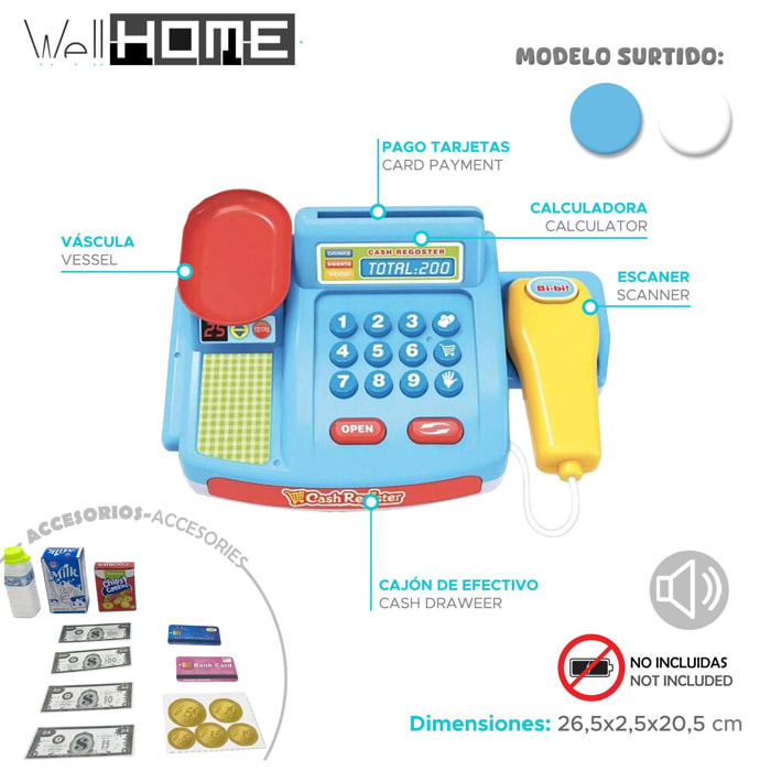 Well home - jueguete de caja registradora color aleatorio de supermercado con sonido