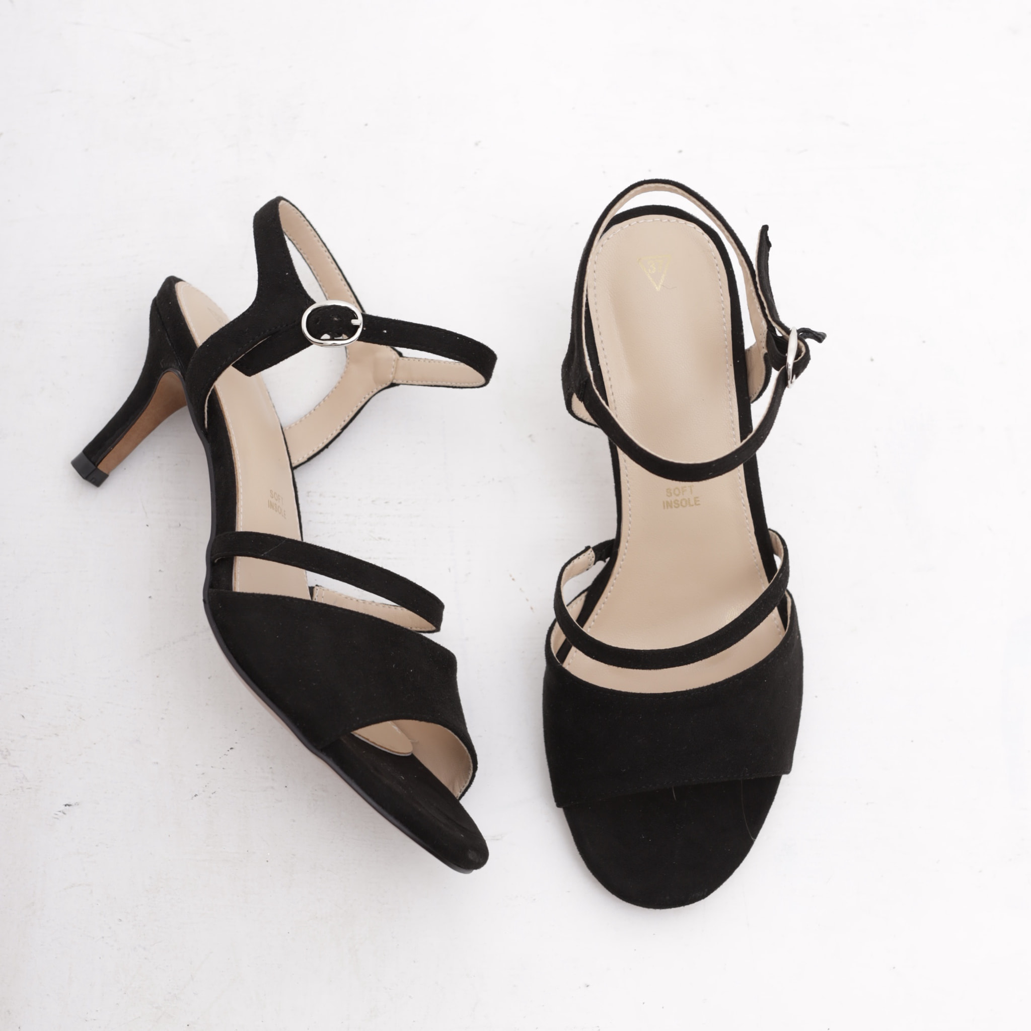 SANDALO DOPPIA FASCIA CON TACCO CHOCOLA' NERO