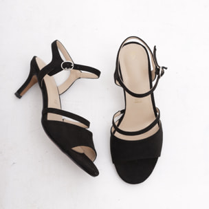 SANDALO DOPPIA FASCIA CON TACCO CHOCOLA' NERO