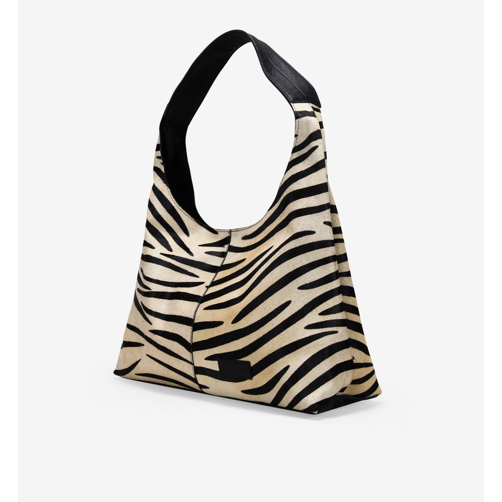 Bolso de hombro de piel con pelo efecto cebra