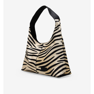 Bolso de hombro de piel con pelo efecto cebra