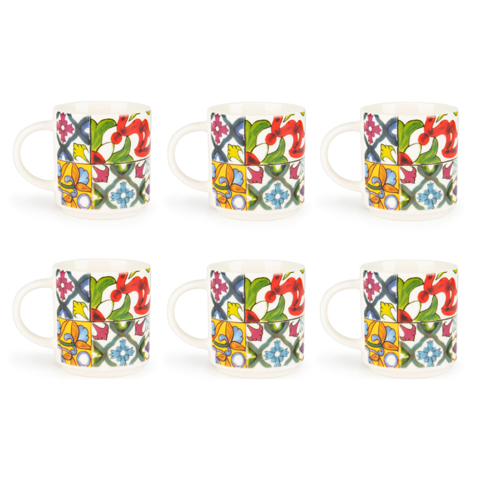 Set 6 Tazzine Caffè Excelsa – Lisbona, New Bone China Multicolore