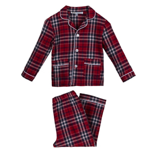 PIGIAMA BABY BABY in flanella invernale quadro rosso blu e bianco