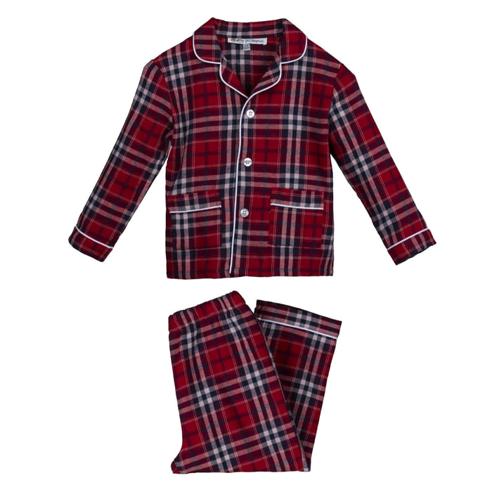PIGIAMA BABY BABY in flanella invernale quadro rosso blu e bianco